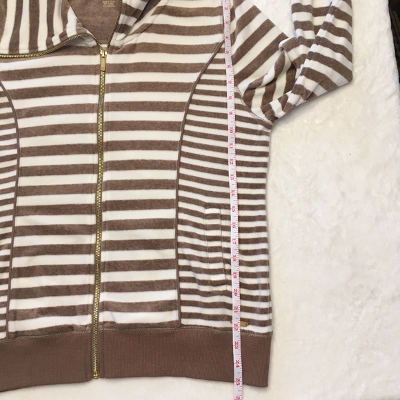 Calvin Klein Tan/Cream Striped Velour Jacket - Picture 4 of 7